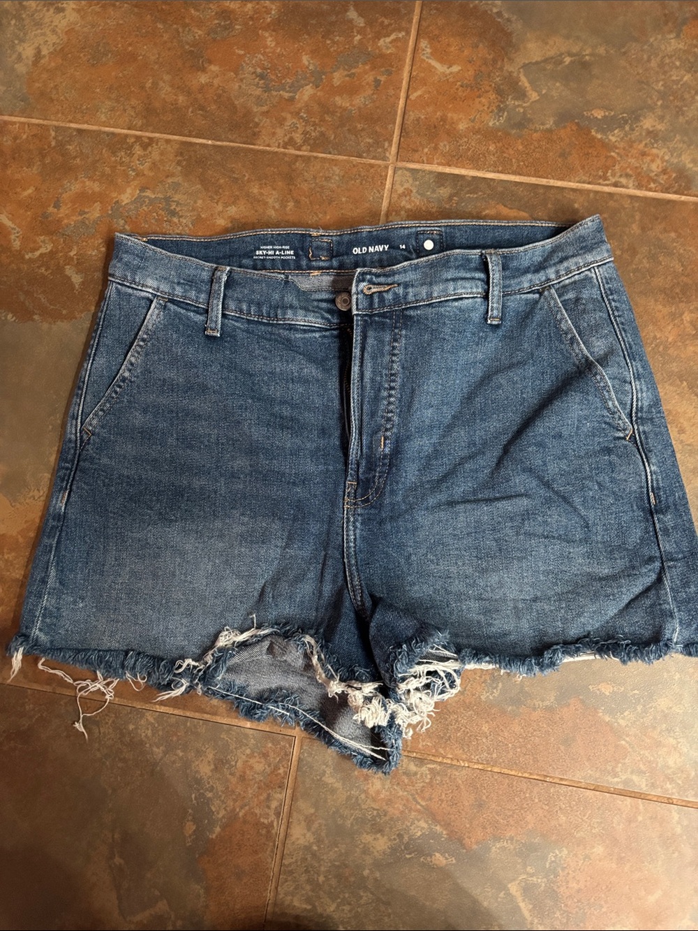 Old Navy Blue Denim Frayed Hem Jean Shorts